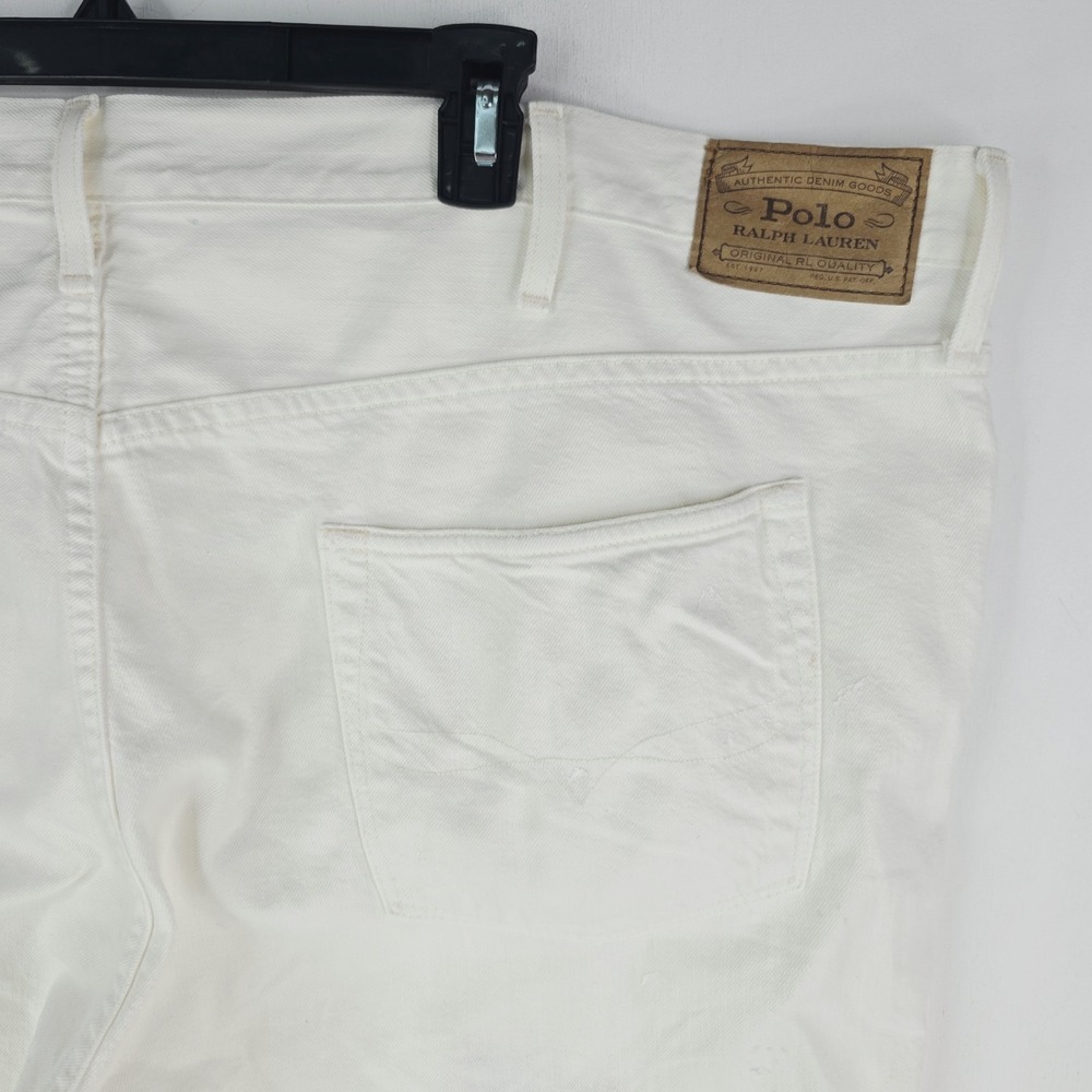 Polo Ralph Lauren Hampton Relaxed Straight White Denim Distressed Shorts Size 46 - Picture 11 of 16
